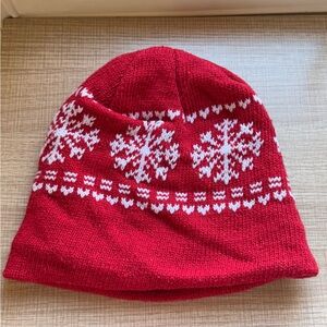 NWOT Red Snowflake Knit Beanie